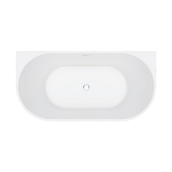 Fienza Eleanor 1500mm Fluted Acrylic Back To Wall Bath with Overflow Gloss White