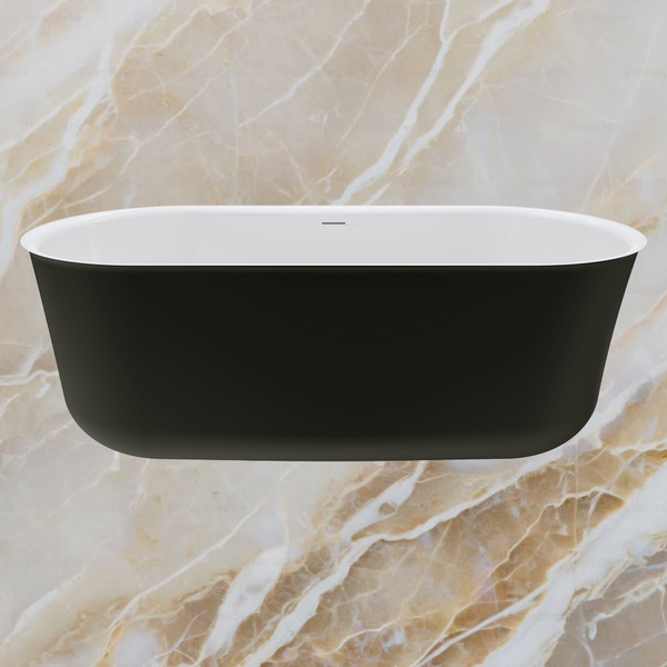 Fienza Windsor Freestanding Acrylic Bath with Overflow 1700mm Matte Black