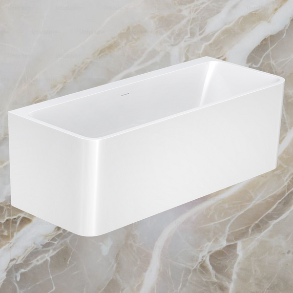 Fienza Delta Back To Wall Acrylic Bath with Overflow 1700mm White