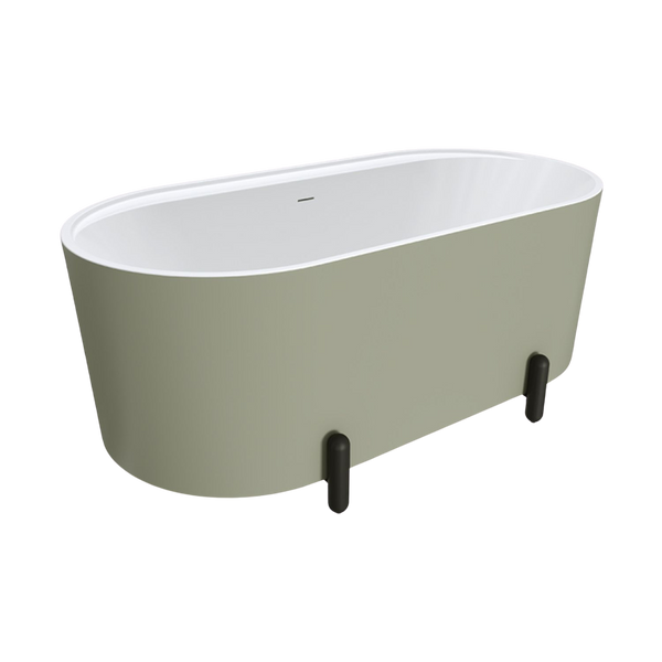 Fienza Aluca Freestanding Bath with Overflow 1500mm Matte Olive