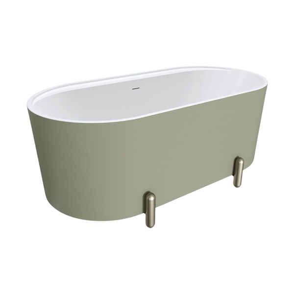 Fienza Aluca Freestanding Bath with Overflow 1500mm Matte Olive