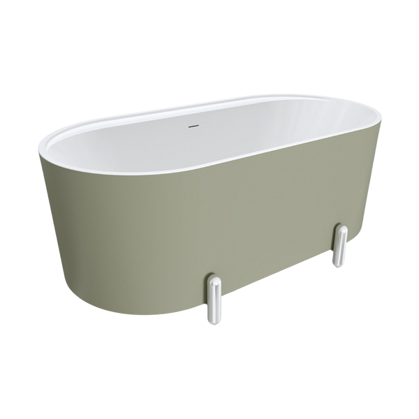 Fienza Aluca Freestanding Bath with Overflow 1500mm Matte Olive