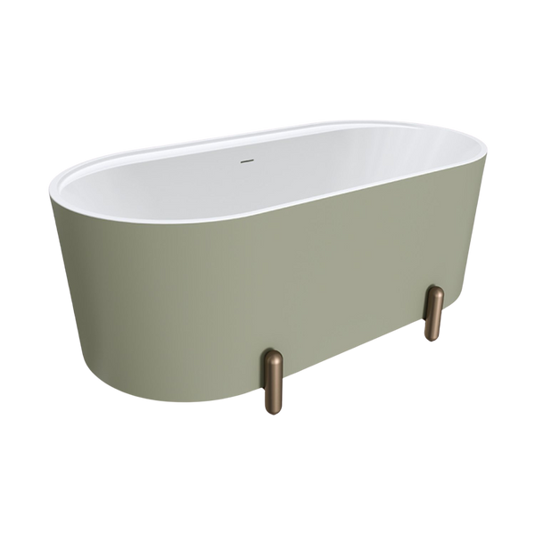 Fienza Aluca Freestanding Bath with Overflow 1500mm Matte Olive