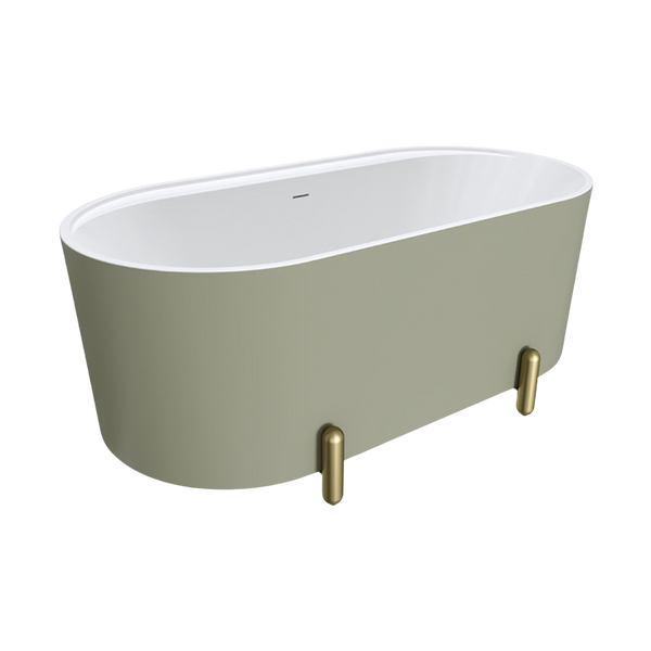 Fienza Aluca Freestanding Bath with Overflow 1500mm Matte Olive