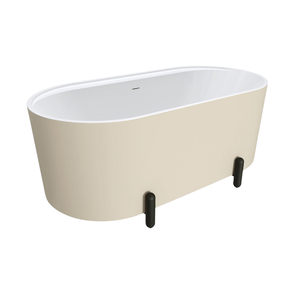 Fienza Aluca Freestanding Bath with Overflow 1500mm Matte Khaki