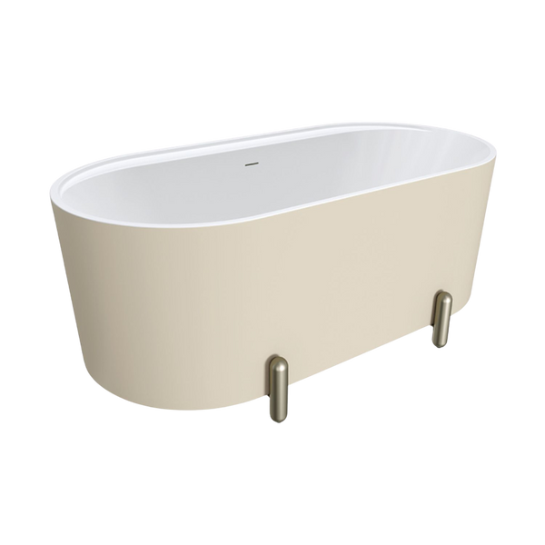 Fienza Aluca Freestanding Bath with Overflow 1500mm Matte Khaki