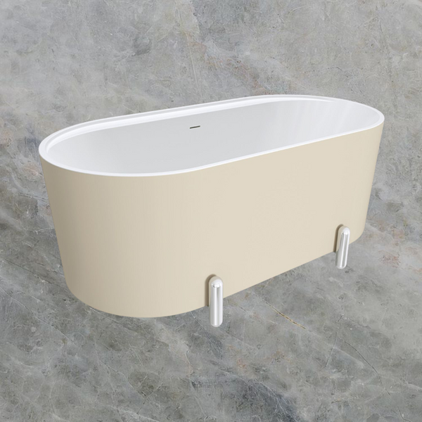 Fienza Aluca Freestanding Bath with Overflow 1500mm Matte Khaki
