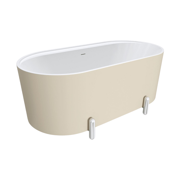 Fienza Aluca Freestanding Bath with Overflow 1500mm Matte Khaki