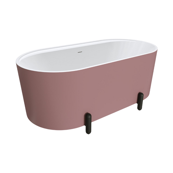 Fienza Aluca Freestanding Bath with Overflow 1500mm Matte Rouge