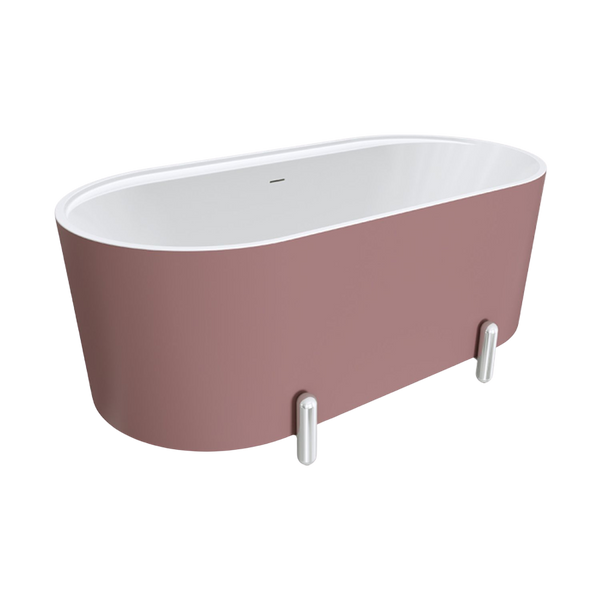 Fienza Aluca Freestanding Bath with Overflow 1500mm Matte Rouge