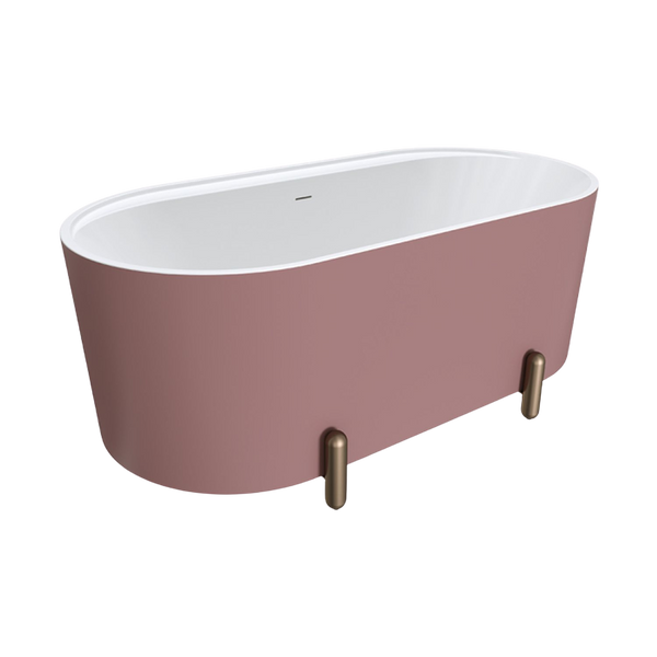 Fienza Aluca Freestanding Bath with Overflow 1500mm Matte Rouge