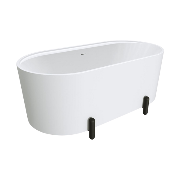 Fienza Aluca Freestanding Bath with Overflow 1500mm Matte White