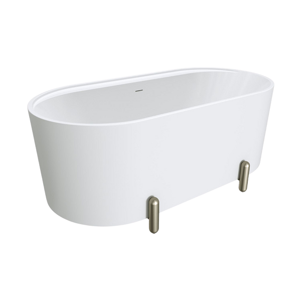 Fienza Aluca Freestanding Bath with Overflow 1500mm Matte White
