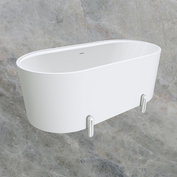Fienza Aluca Freestanding Bath with Overflow 1500mm Matte White