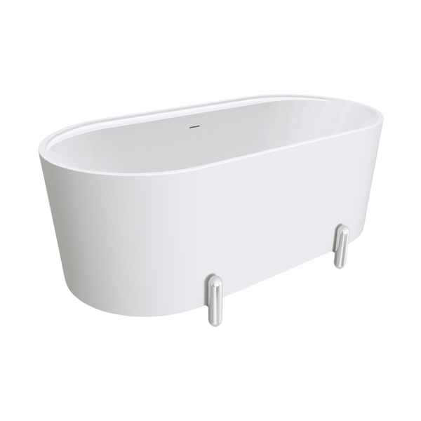 Fienza Aluca Freestanding Bath with Overflow 1500mm Matte White