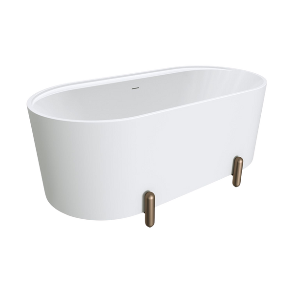 Fienza Aluca Freestanding Bath with Overflow 1500mm Matte White