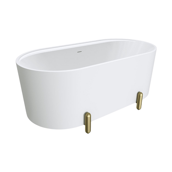 Fienza Aluca Freestanding Bath with Overflow 1500mm Matte White