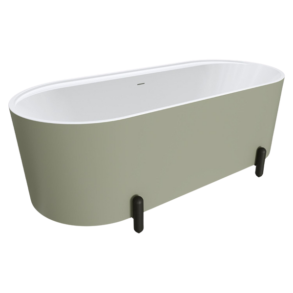 Fienza Aluca Freestanding Bath with Overflow 1700mm Matte Olive