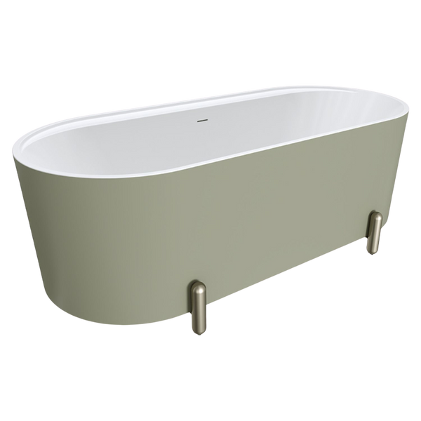 Fienza Aluca Freestanding Bath with Overflow 1700mm Matte Olive