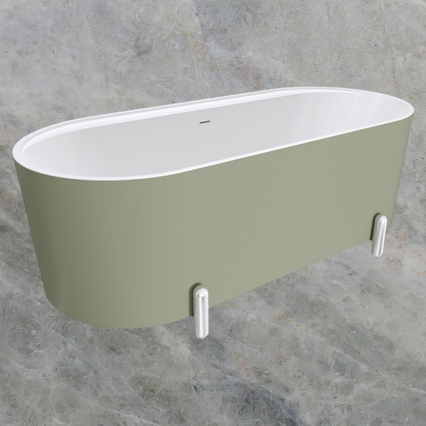 Fienza Aluca Freestanding Bath with Overflow 1700mm Matte Olive