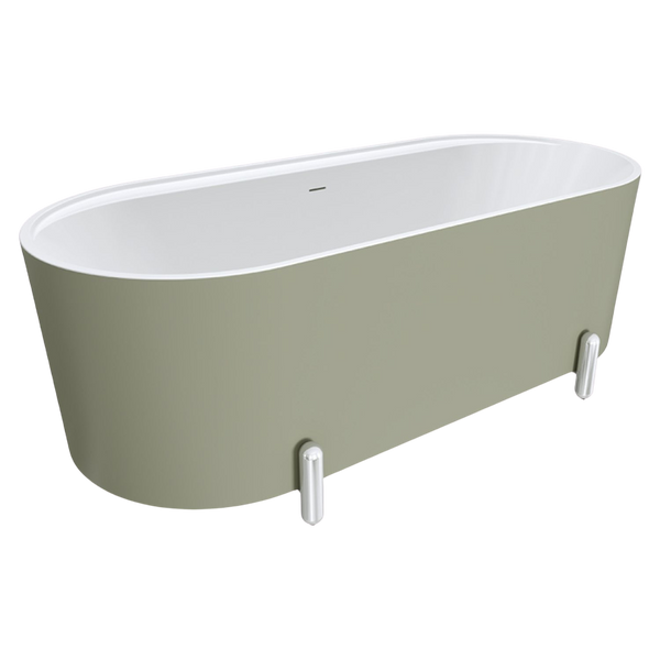 Fienza Aluca Freestanding Bath with Overflow 1700mm Matte Olive