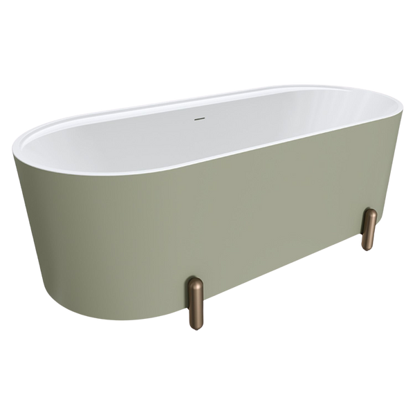 Fienza Aluca Freestanding Bath with Overflow 1700mm Matte Olive