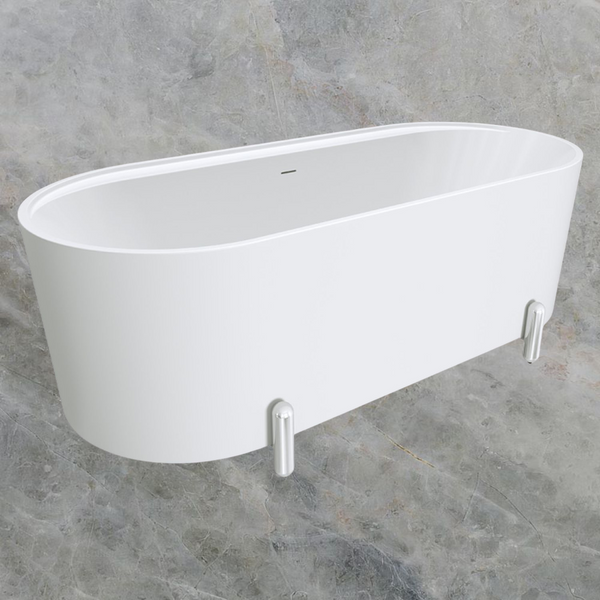 Fienza Aluca Freestanding Bath with Overflow 1700mm Matte White