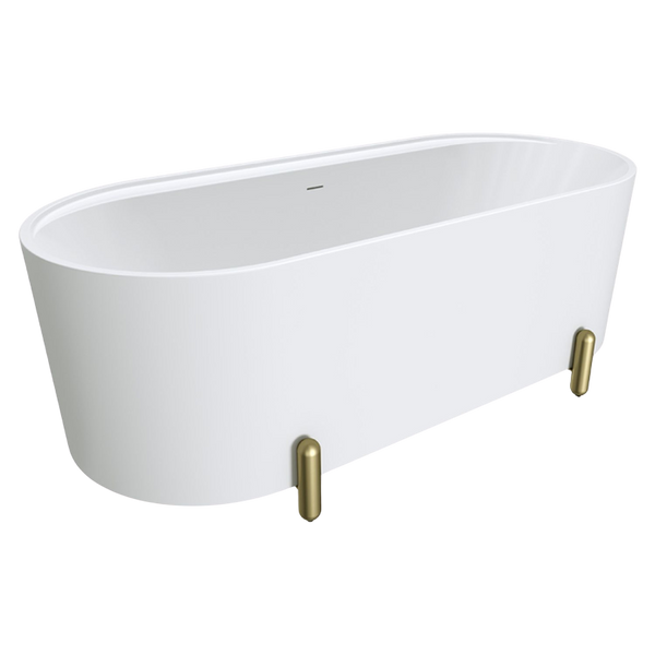 Fienza Aluca Freestanding Bath with Overflow 1700mm Matte White