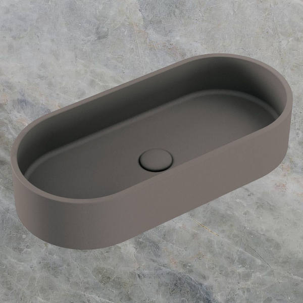 Fienza Jada Pill Concrete Above Counter Basin Warm Grey