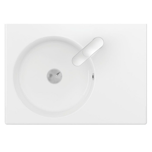 Fienza Reba Wall Hung Left Bowl Basin with Overflow 1 Tap Hole Gloss White