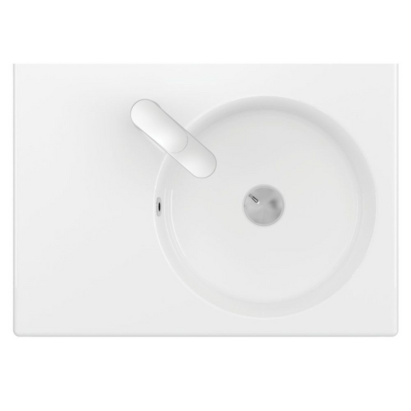 Fienza Reba Wall Hung Right Bowl Basin with Overflow 1 Tap Hole Gloss White