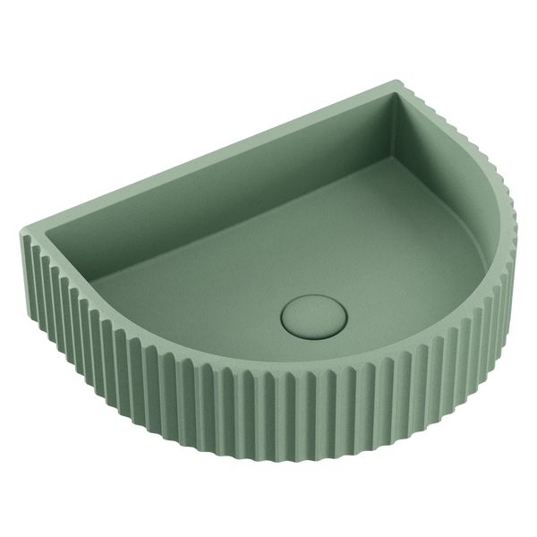Fienza Valentina Fluted Arch Concrete Wall Hung Basin Sage
