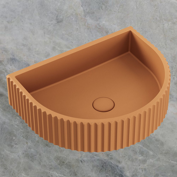 Fienza Valentina Fluted Arch Concrete Wall Hung Basin Tuscan