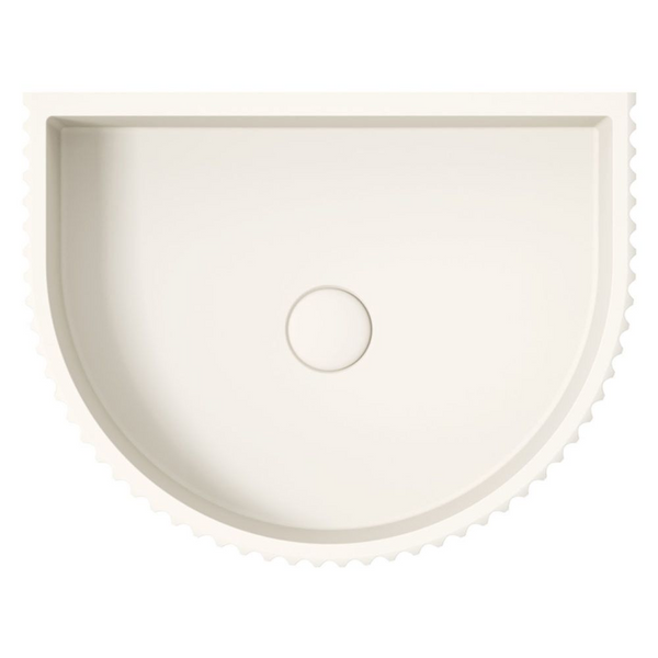 Fienza Valentina Fluted Arch Concrete Wall Hung Basin Warm White
