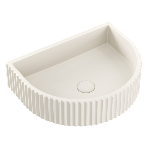 Fienza Valentina Fluted Arch Concrete Wall Hung Basin Warm White