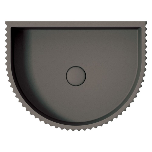 Fienza Valentina Fluted Arch Concrete Wall Hung Basin Warm Grey