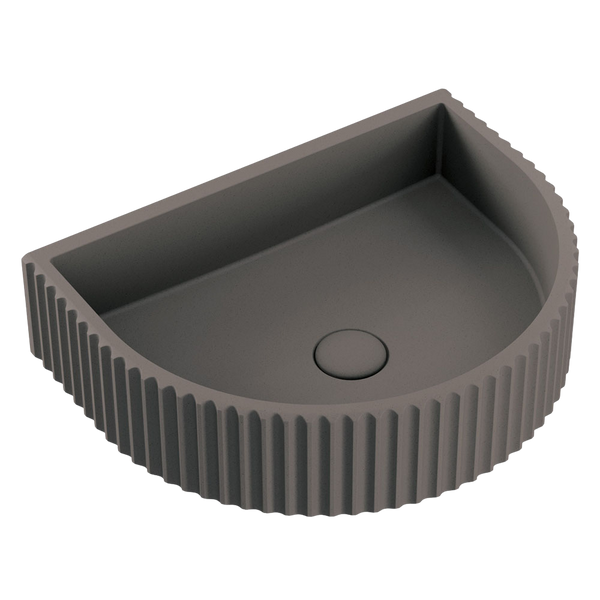 Fienza Valentina Fluted Arch Concrete Wall Hung Basin Warm Grey