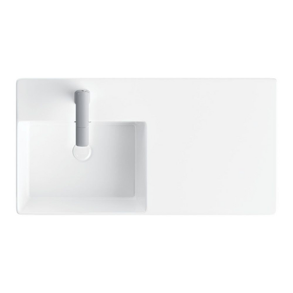 Fienza Petra 800mm Wall Hung Left Bowl Basin with Overflow 1 Tap Hole Gloss White