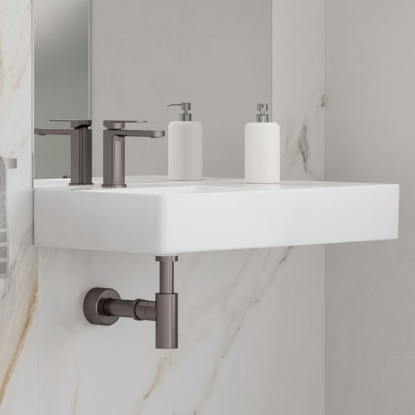 Fienza Petra 800mm Wall Hung Left Bowl Basin with Overflow 1 Tap Hole Gloss White