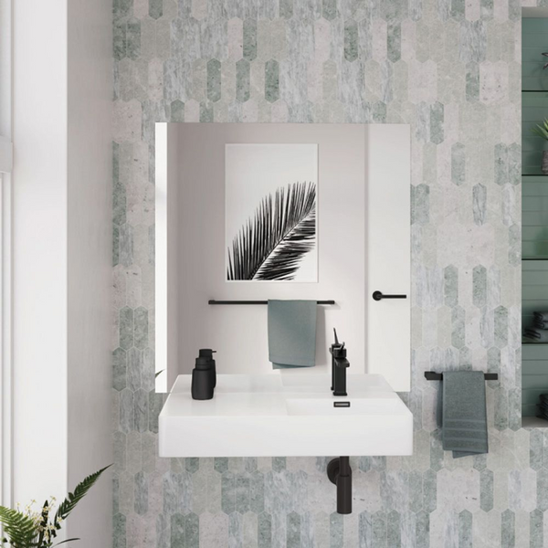 Fienza Petra 800mm Wall Hung Right Bowl Basin with Overflow 1 Tap Hole Gloss White
