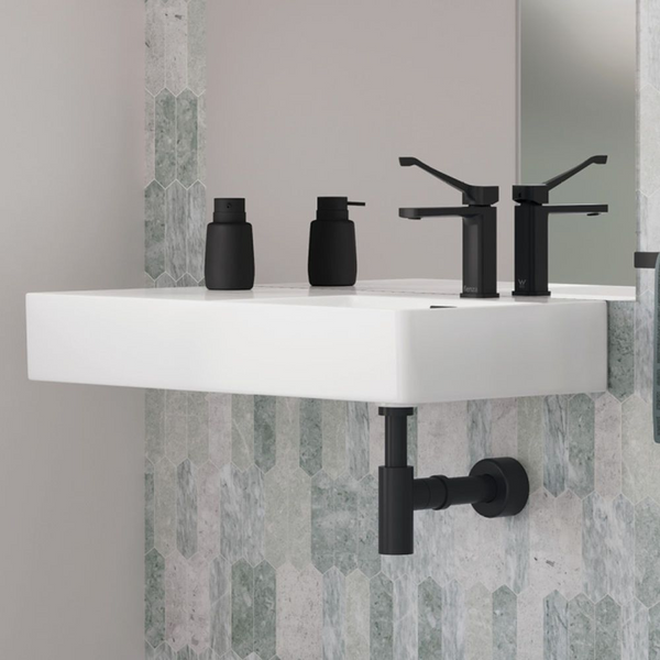 Fienza Petra 800mm Wall Hung Right Bowl Basin with Overflow 1 Tap Hole Gloss White