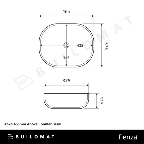 Fienza Koko 465mm Above Counter Basin Matte Black