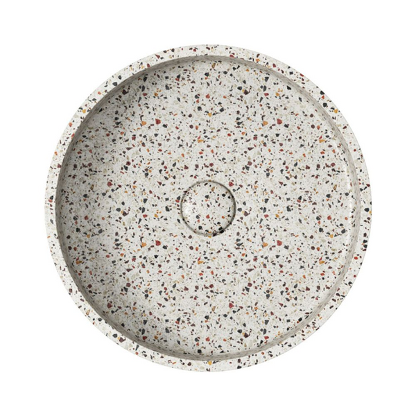 Fienza Jada Round Concrete Above Counter Basin Terrazzo
