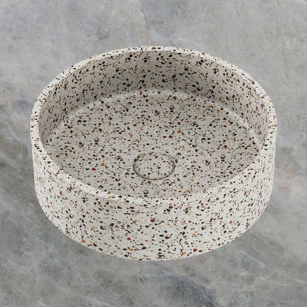 Fienza Jada Round Concrete Above Counter Basin Terrazzo