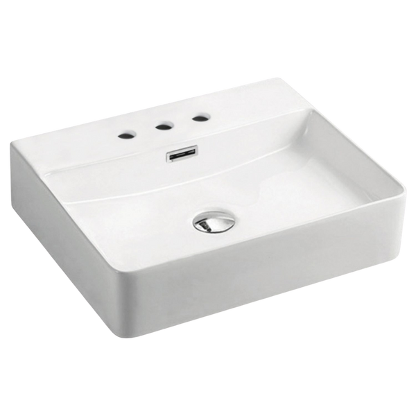 Fienza Petra Above Counter Basin with Overflow 3 Tap Holes Gloss White