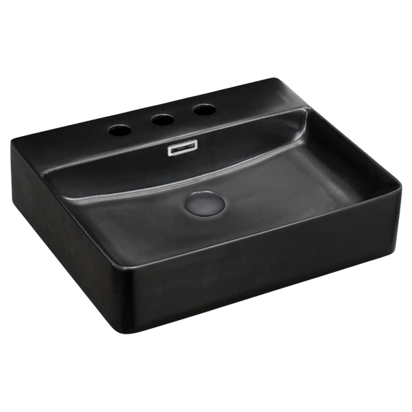 Fienza Petra Above Counter Basin with Overflow 3 Tap Holes Matte Black