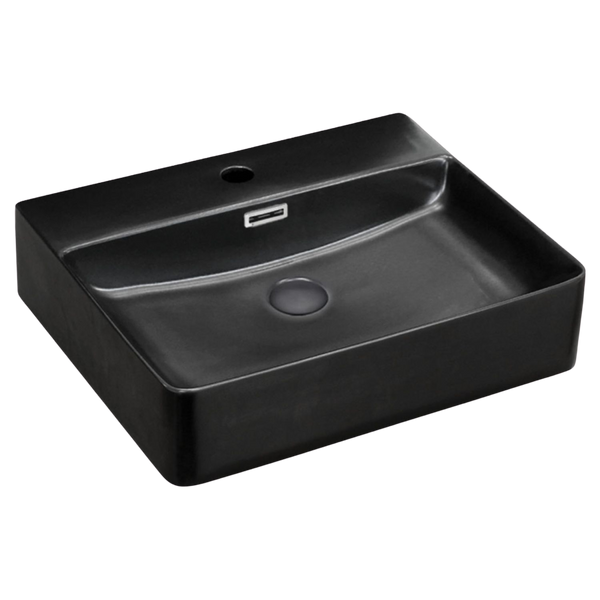 Fienza Petra Above Counter Basin with Overflow 1 Tap Hole Matte Black