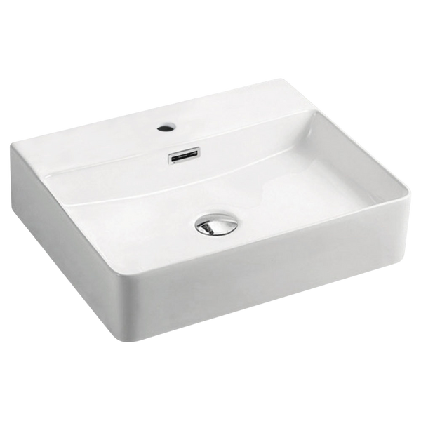 Fienza Petra Above Counter Basin with Overflow 1 Tap Hole Gloss White