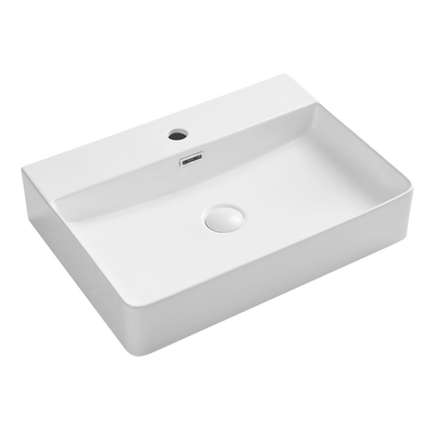 Fienza Petra 600mm Above Counter Basin with Overflow 1 Tap Hole Gloss White