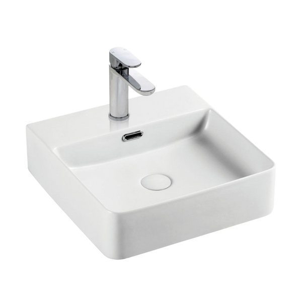 Fienza Petra Mini Above Counter Basin with Overflow 1 Tap Hole Gloss White